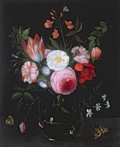 Spring Flowers in a glass vase, 17th century